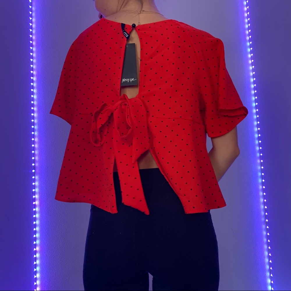 Polka dot red top